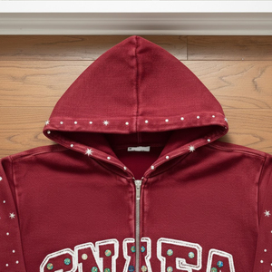 Wholesale Tracksuit Best Price Rhinestone Custom Logo Fleece Track Suit Adjustable Price Men Rhinestone Tracksuits - Product Image 3
