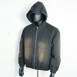 2026 Sweat à capuche streetwear personnalisé en coton épais et lourd, hiver, brodé, délavé soleil, délavé à l'acide, zippé, effet vieilli vintage - Product Image 4