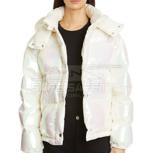 Chaqueta acolchada de nailon de alta calidad para mujer, chaqueta de invierno acolchada transpirable con estampado de logotipo personalizado, cremallera, lona acabada de otoño - Product Image 2