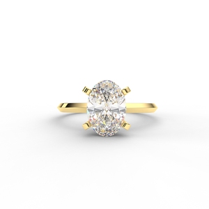 Bague de fiançailles solitaire en diamant de laboratoire de taille ovale certifié IGI en or blanc/jaune et rose 14 carats - Product Image 6
