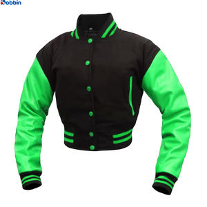 Veste courte pour femmes la plus vendue, veste de style universitaire, veste courte pour femmes, corps en laine, manches en cuir, vestes de style universitaire, hiver - Product Image 1