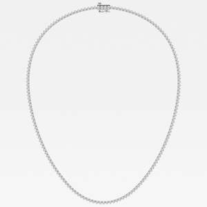 Collar de Oro de 14K con Diamante Moissanite de Corte Redondo, Collar Tennis de Tres Puntas - Product Image 1