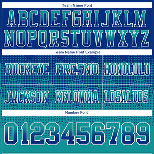 Maillot de football authentique de haute qualité, design carré en maille dégradée blanc et bleu roi, léger, football américain - Product Image 6