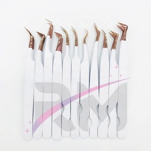 RMI Super producto Pinzas para pestañas Punta de color de plasma de oro rosa/Color blanco recubierto de polvo y espejo de pestañas Conjunto de color oro rosa - Product Image 4