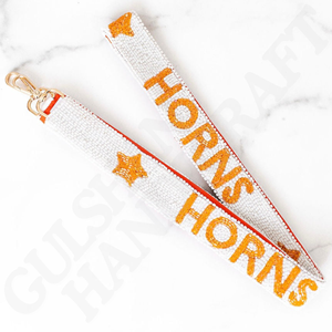 Correa de monedero azul marino con estrellas naranjas Correa de cuentas ajustable hecha a mano para bolsos Perfecta para días de juego, estilo diario y única - Product Image 6