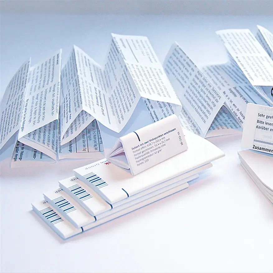 Dünnes Spezial papier zum Drucken von Medikamenten beilagen Broschüre Pharmazeut ische Gebrauchs anweisung Spezial dünnes Papier