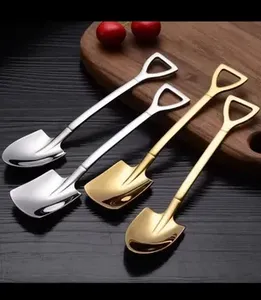 Cuillère de mariage élégante en acier inoxydable de couleur or de l'Inde, idéale pour les ustensiles de cuisine d'hôtel, ensemble de cuillères à dessert de table - Product Image 6