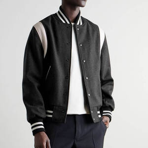 Letterman bordado Sherpa Varsity chaqueta cierre tipo botón bolsillos cálido Streetwear Crop Custom Varsity chaqueta para hombres - Product Image 1