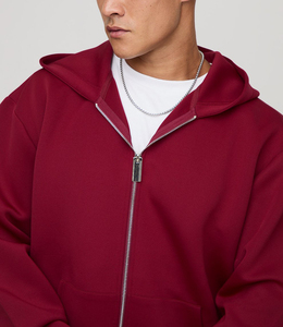 Venta al por mayor de alta calidad de los hombres suéter de invierno sólido Borgoña de algodón sudaderas con capucha de lana personalizado precio barato bolsillo de canguro - Product Image 6