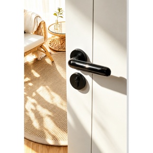 Poignée de porte <span class=keywords><strong>en</strong></span> aluminium YONFIA A8435R01 noir mat avec écusson mat, modèle capsule, <span class=keywords><strong>en</strong></span> <span class=keywords><strong>bambou</strong></span> de qualité supérieure, pour portes de salon - Product Image 1