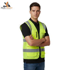 Chalecos de Seguridad Reflectantes de Alta Visibilidad con Diseño Impermeable ANSI Clase 1, Cierre Frontal con Cremallera y Cuello en V Ajustable - Product Image 5