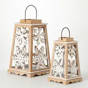 Linterna de madera para interiores y exteriores más atractiva, portavelas de Navidad de mesa, decoración de Año Nuevo para fiestas, otros portavelas - Product Image 1