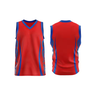 เสื้อบาสเก็ตบอลคอวีของผู้ชายเสื้อบาสเก็ตบอลผ้าตาข่ายโพลีเอสเตอร์100% ปรับแต่งได้ - Product Image 1