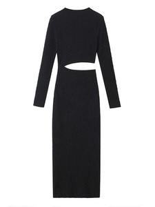 Elegant Women's O-Neck Long Sleeve Midi Dress Sexy Hollow out <b>Party</b> Casual Style Slim <b>Shirt</b> Dress for Autumn Evenings - Product Image 4