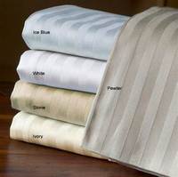 Offre Spéciale : Parure de Draps de Lit en Coton Rayé 1cm, Tissu Hôtelier, Parure de Draps Blancs Polycoton à Vendre