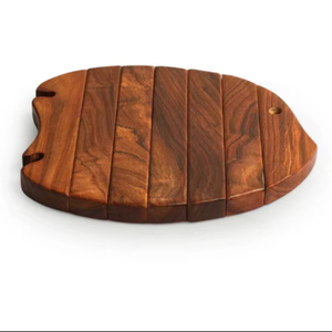 Plateau de dessous de plat de poisson extensible abstrait en bois de Sesham pour plats chauds, théière et casseroles, décor de comptoir de cuisine - Product Image 1