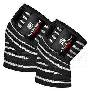 Fitness haltérophilie entraînement genouillères réglable robuste élastique coton Polyester haltérophilie genouillères - Product Image 2