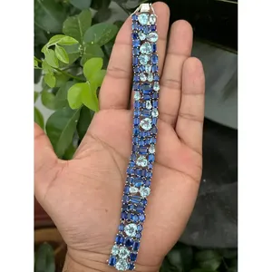 14K Gold Tennis <b>Bracelet</b> 925 Silver Kyanite Blue Topaz Rhodium White Gold Rose Gold Available Diamond Onyx Pearl Religious - Product Image 4