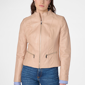 Venta al por mayor chaqueta de cuero de las mujeres de cuero de manga larga chaqueta sólida para la mujer OEM Diseño Logo transpirable chaquetas de cuero para las mujeres - Product Image 4