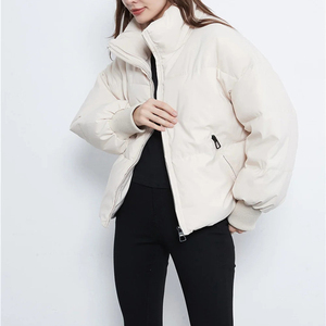 OEM Custom logo Warm Winter Solid Color Stand-Up Collar Oversized Puffer <b>Tops</b> Jacket's Customized <b>Bubble</b> Coat for Women's - Product Image 5