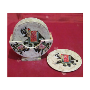 Dessous de verre élégants en marbre blanc faits à la main en pierre ronde de qualité supérieure, accessoire élégant et durable pour table basse à manger, choix de cadeaux - Product Image 1