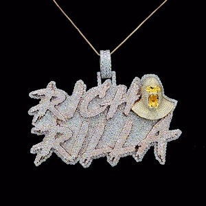 Colgante Personalizado de Hip Hop, Plata de Ley 925, con Diamantes Moissanite VVS que Pasan la Prueba, Colgante con Nombre de Letra - Product Image 1
