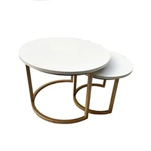 Modern Brass <b>Nesting</b> Coffee <b>Table</b> Contemporary Design Metal End <b>Table</b> Living Room Furniture - Product Image 2