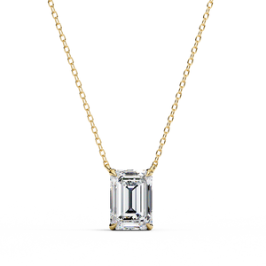 Magnifique pendentif de fiançailles pour femme en or 18 carats avec breloques en diamant de laboratoire taille émeraude - Product Image 1