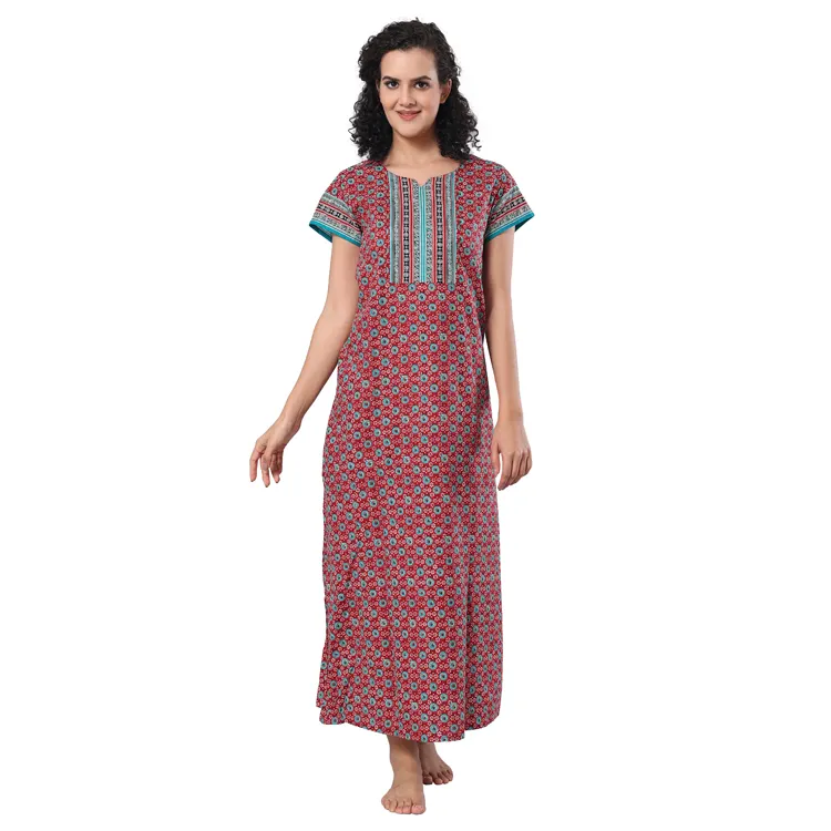 Huge Selling 100% Cotton Made Sleepwear Night Wear Ladies Long Night Gown Maxi Gown from Top Manufacturer