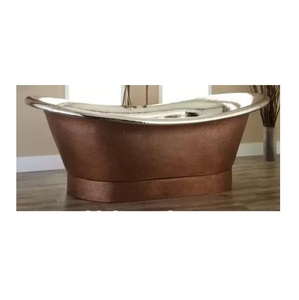 Baignoire en cuivre autoportante traditionnelle faite à la main avec baignoire Design de luxe à vendre en inde - Product Image 1