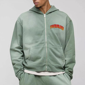 Sweat à capuche vintage zippé pour homme, sweat-shirt à capuche zippé au soleil surdimensionné - Product Image 4