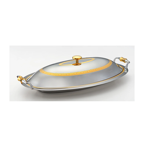 Tableware Food Serving <b>Tray</b> With Engraved LID Minimalist Style Decorative Oval Shape <b>Snacks</b> <b>Tray</b> for Restaurant Parties - Product Image 5