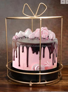Servidor de pastel metálico redondo negro personalizado con acabado de cableado de Metal para decoración del hogar propósito ocasional de boda Baby Shower - Product Image 2