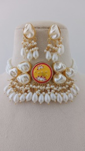 Ensemble de collier de perles Lotus Elegance avec pendentif en émail peint à la main Chaîne en bambou au design unique en laiton lourd-Produit en vrac - Product Image 2