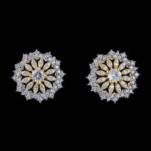 American Diamond Ear <b>Tops</b> - <b>Silver</b> & Golden - Product Image 1