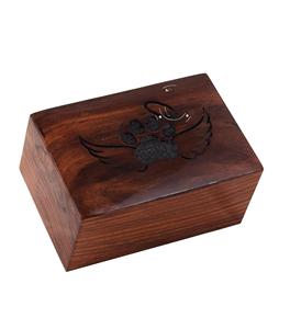 Paw Engraved Rosewood Pet <b>Urn</b> for <b>Dogs</b> Cats Memorial Keepsake <b>Urns</b> for Ashes (45 Cubic in Angel Wing - Black) - Product Image 6