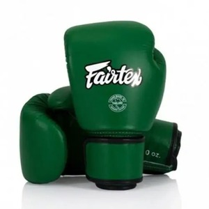Gants de boxe Fairtex en cuir véritable vert personnalisés, haute qualité, légers, imperméables, à lacets, pour entraînement et sparring, Muay Thai - Product Image 1