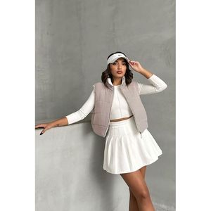 Chaleco Acolchado para Mujer TOPSHOW, Color Rosa Claro, Diseño a Cuadros, Relleno de Fibra, Mezcla de Algodón y Poliéster, Venta al Por Mayor - Product Image 1