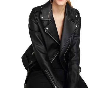 Chaqueta de cuero genuino para mujer, chaqueta de cuero de invierno para mujer, chaqueta de motorista de cuero de piel de cordero genuino para mujer - Product Image 1