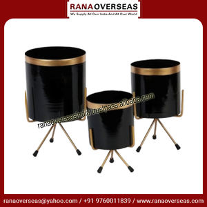Jardinière décorative cylindrique noire et dorée la plus vendue avec support trépied Meilleur prix Pots de fleurs et jardinières - Product Image 2