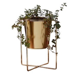 Maceta de diseñador atractiva con soporte para hoteles y restaurantes, decoración del hogar y maceta interior con acabado dorado - Product Image 6