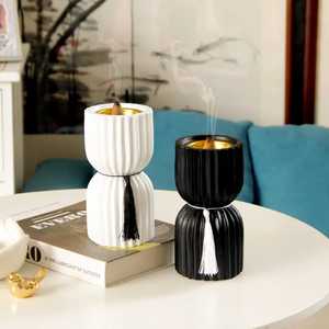 Brûleur d'encens en bois Mubkhar Bakhoor en forme de sablier, design rayé, écologique, en acacia, cadeau spécial Eid Ramadan, Z F CRAFT IMPEX - Product Image 3