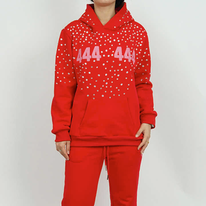 เสื้อฮู้ดดี้สตรีทแวร์ผ้าฟลีซหนานุ่มทรงโอเวอร์ไซส์สำหรับผู้ชาย ยี่ห้อ Stitchmode รุ่น Winter พร้อมปักลายเชนีลแบบกำหนดเองและประดับด้วยคริสตัลทั้งตัว - Product Image 1