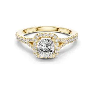 Bague de fiançailles en diamant de laboratoire taille coussin 1,376 carats, clarté VVS-VS, or 18 carats, 14 carats, 10 carats et argent 925, rose, jaune, blanc - Product Image 1