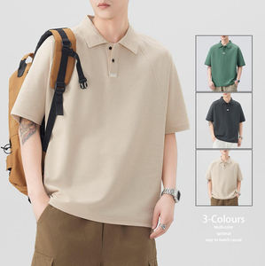 Camiseta de algodón 100% de gran tamaño Vintage de lujo para hombre, logotipo personalizado, hombros caídos, clásica de alta calidad para polos, cuello extendido - Product Image 1