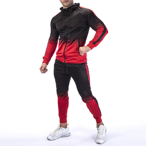 The New High Quality Jogging Tracksuits Zipper Gradient Colour Design Mens Custom polyester <b>Crewneck</b> Sweatshirts - Product Image 2