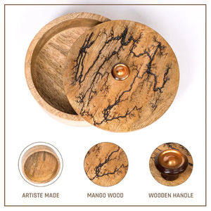 Casserole isolée en bois fabriquée à la main de l'Inde Articles de salle à manger élégants avec des racines d'arbre Design pour l'approvisionnement décoratif de table - Product Image 2