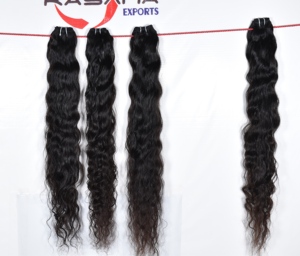 Extensiones de cabello humano para mujer negra de onda de trama doble natural sin procesar de la cutícula alineada DE LA India 100% - Product Image 5