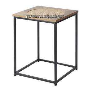 Madera superior natural moderna de alta calidad con marco de metal negro Mesa central Enorme mesa auxiliar a pedido Uso para oficina a buen precio - Product Image 1