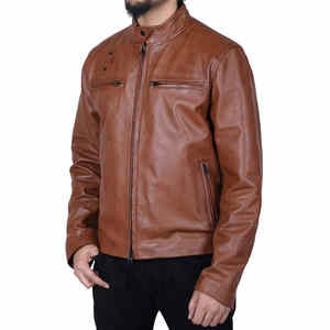 Best Selling Lightweight Men's Leather Jacket Long Sleeve Casual Wear for Adults High Quality <b>Fabric</b> with Zipper New Condition - Product Image 4